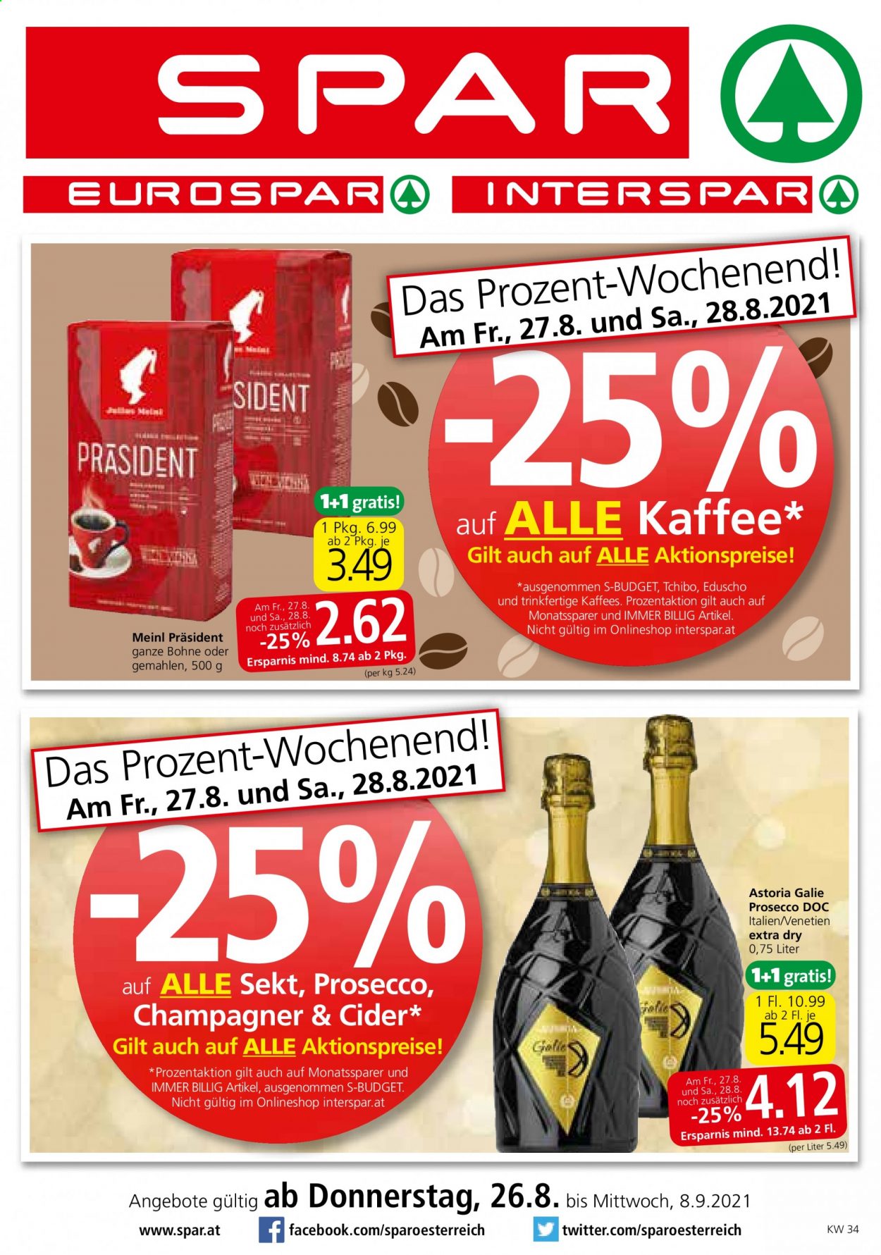 Angebote INTERSPAR - 26.8.2021 - 8.9.2021. Seite 1