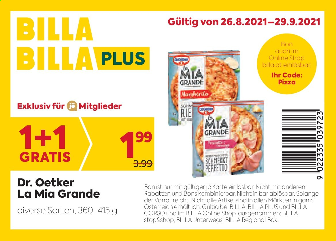 Angebote Billa - 26.8.2021 - 29.8.2021. Seite 1