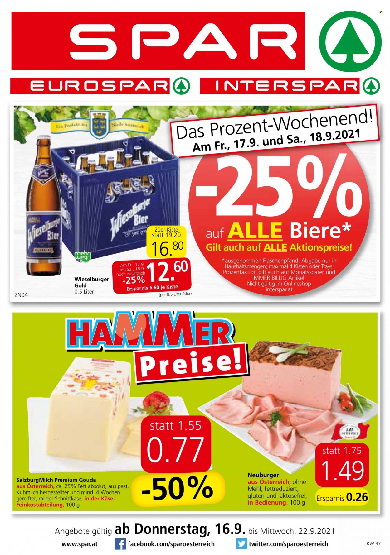 Angebote SPAR - 16.9.2021 - 22.9.2021. Seite 1