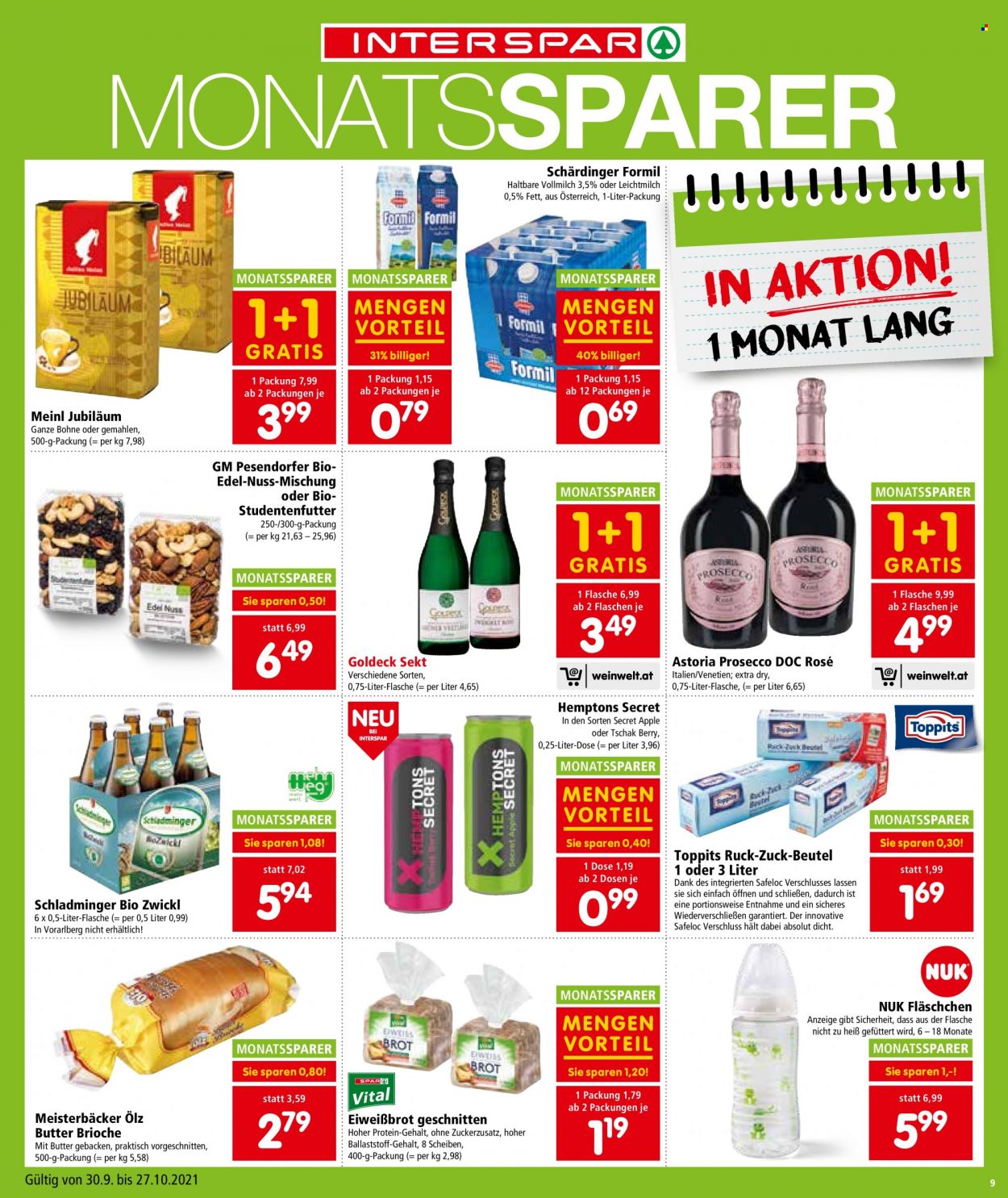 Angebote INTERSPAR - 30.9.2021 - 6.10.2021. Seite 9
