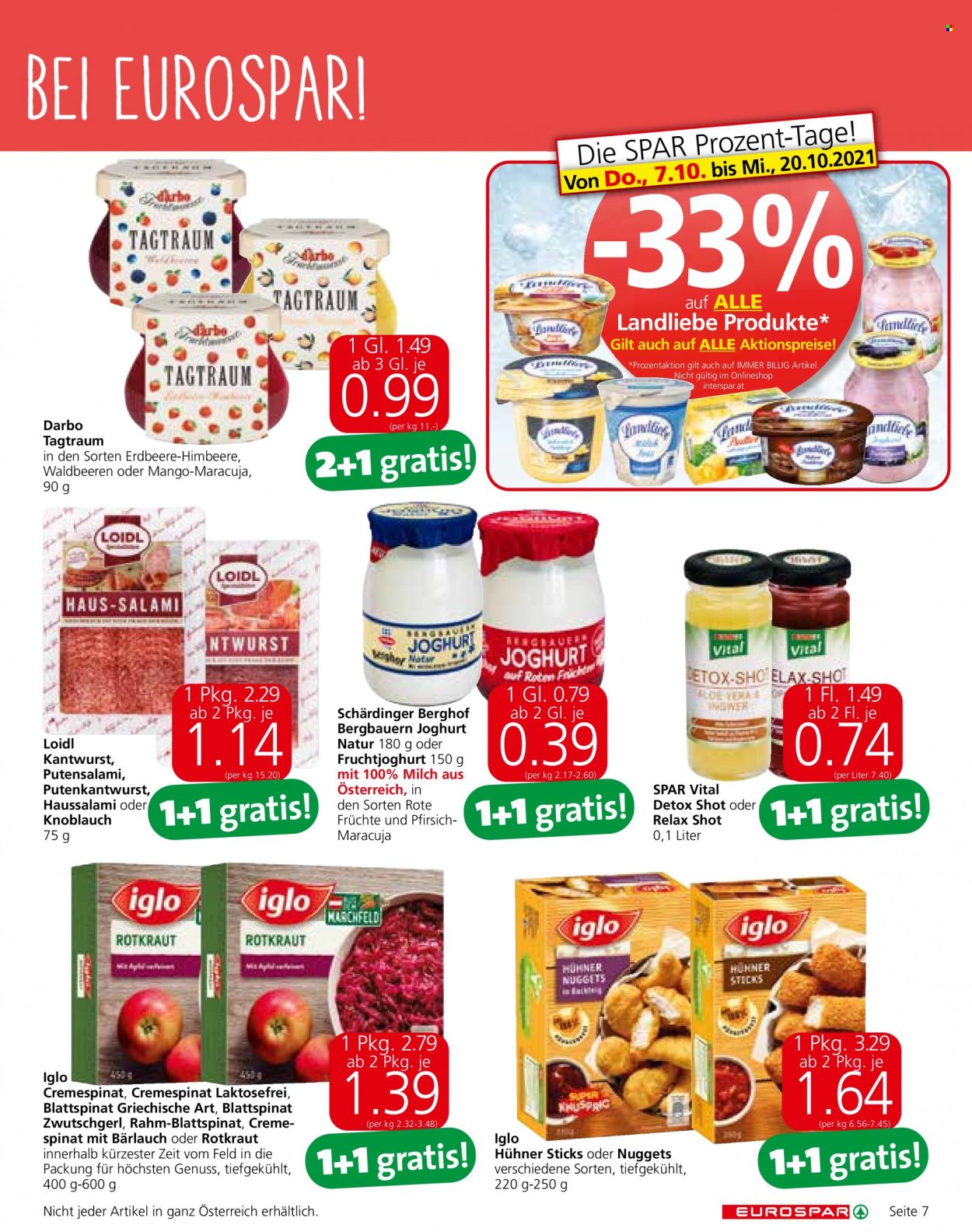 Angebote EUROSPAR - 7.10.2021 - 20.10.2021. Seite 7
