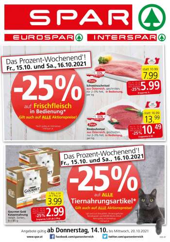 Angebote EUROSPAR - 14.10.2021 - 20.10.2021.