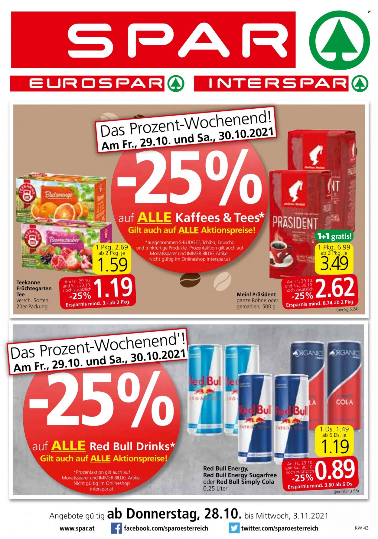 Angebote INTERSPAR - 28.10.2021 - 3.11.2021. Seite 1