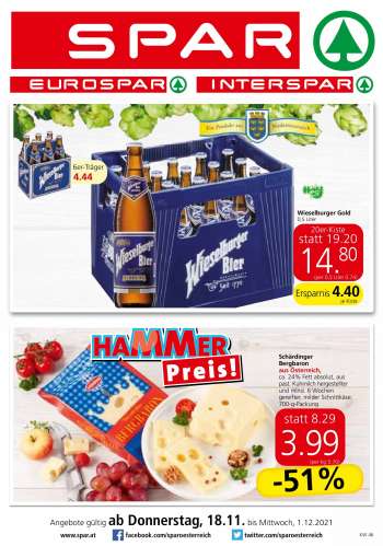 Angebote EUROSPAR - 18.11.2021 - 1.12.2021.