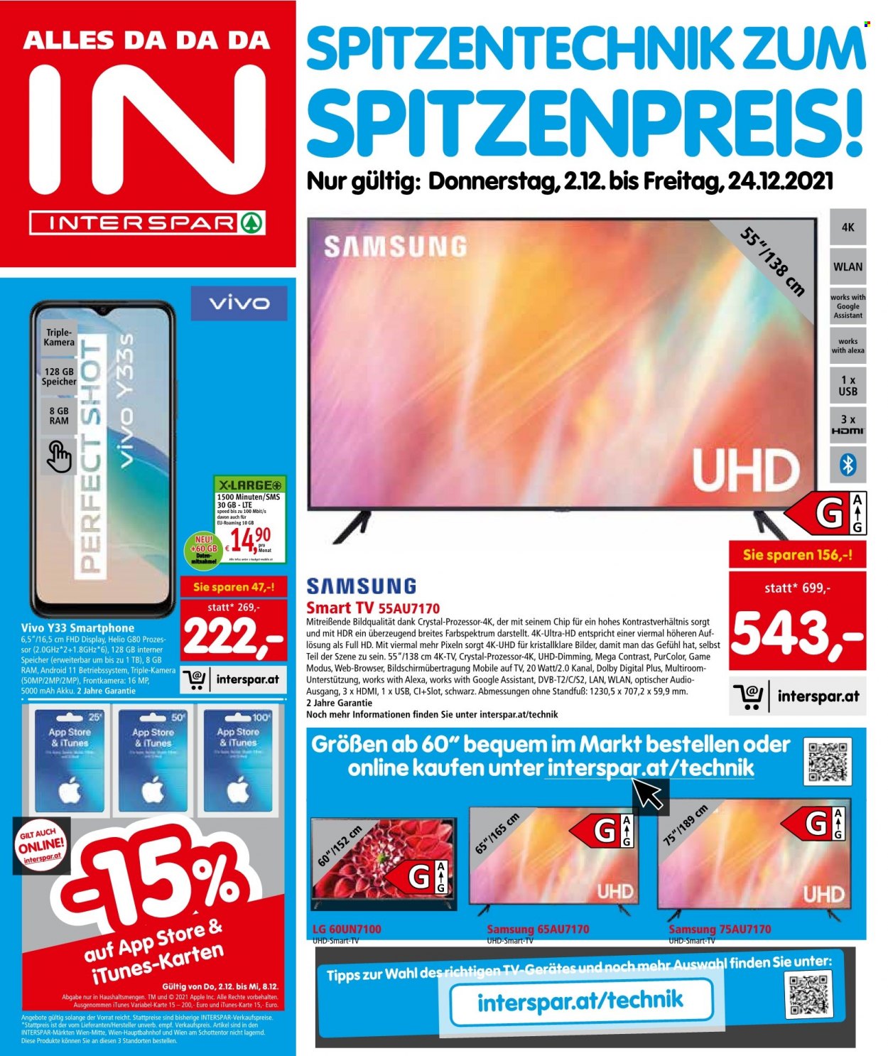 Angebote INTERSPAR - 2.12.2021 - 24.12.2021. Seite 1