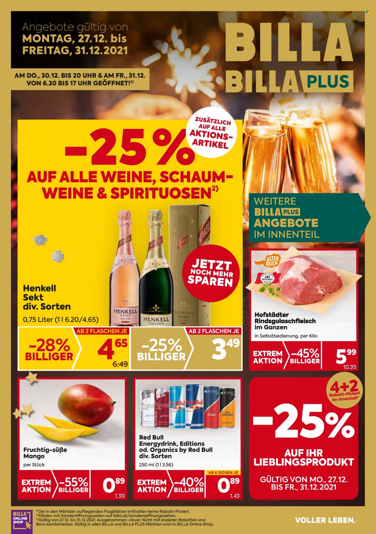 Angebote Billa - 27.12.2021 - 31.12.2021. Seite 1