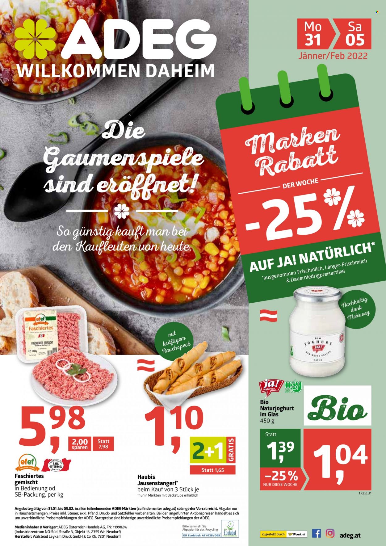 Angebote ADEG - 31.1.2022 - 5.2.2022. Seite 1