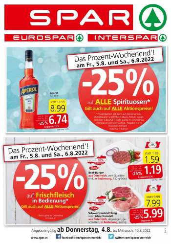 Angebote INTERSPAR - 4.8.2022 - 10.8.2022.