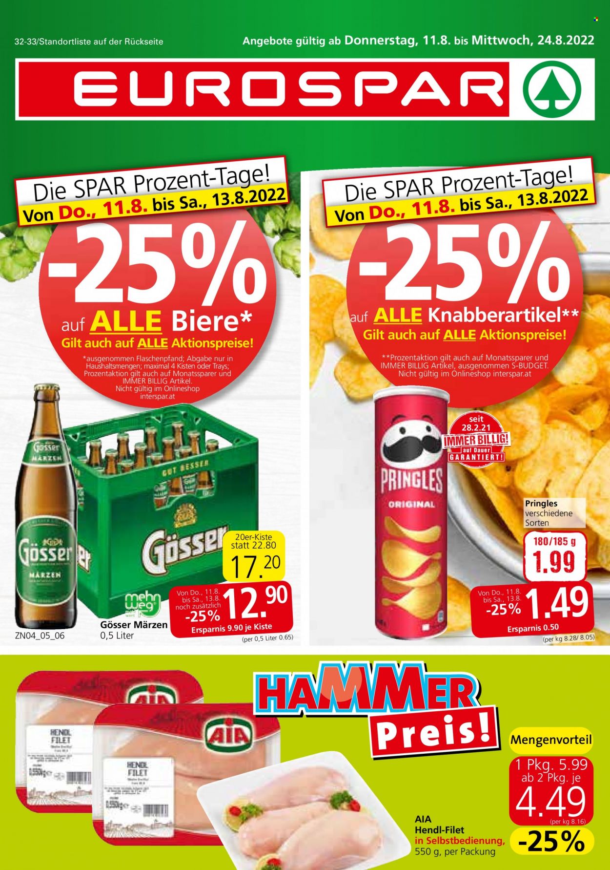 Angebote EUROSPAR - 11.8.2022 - 24.8.2022. Seite 1