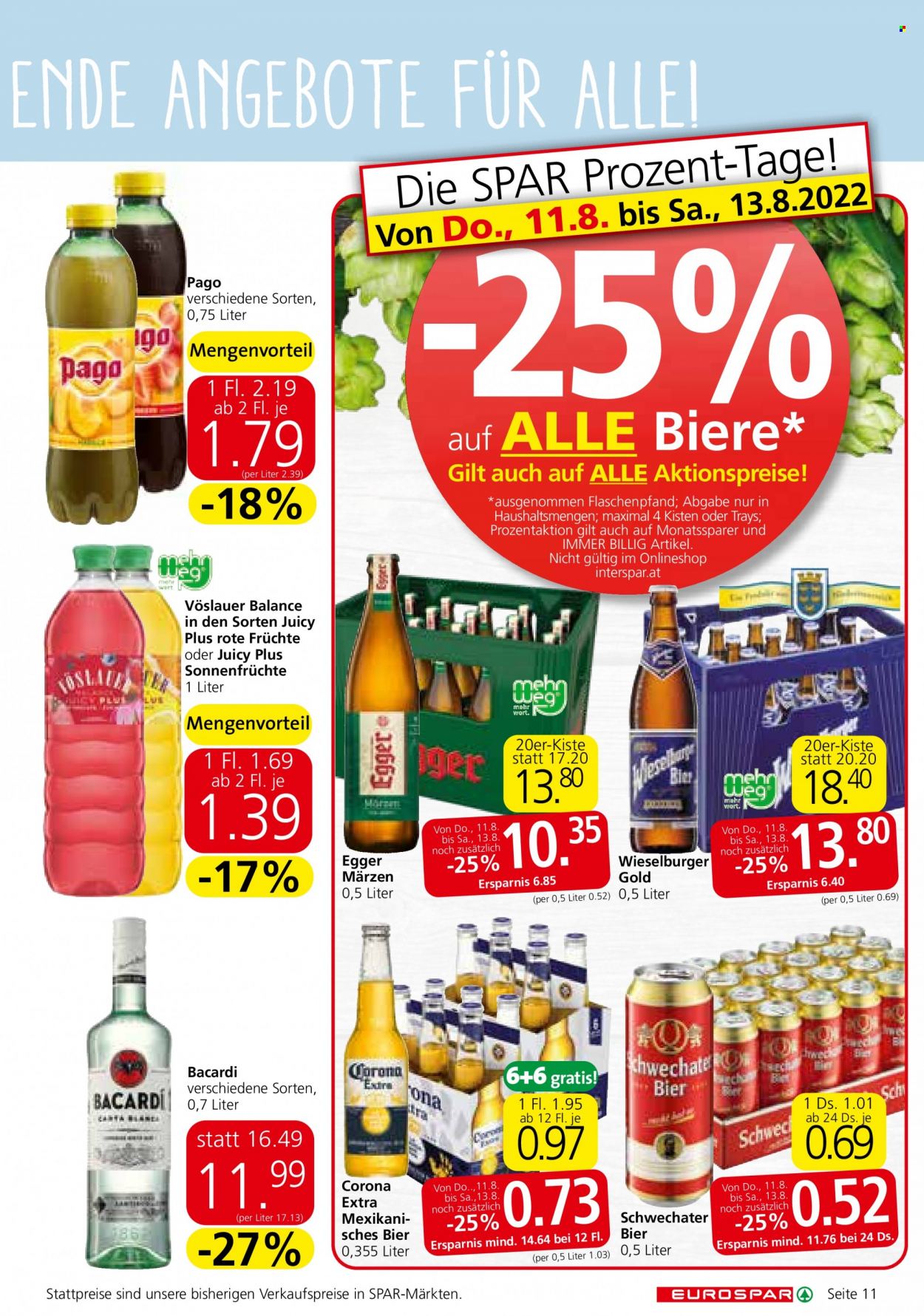 Angebote EUROSPAR - 11.8.2022 - 24.8.2022. Seite 11