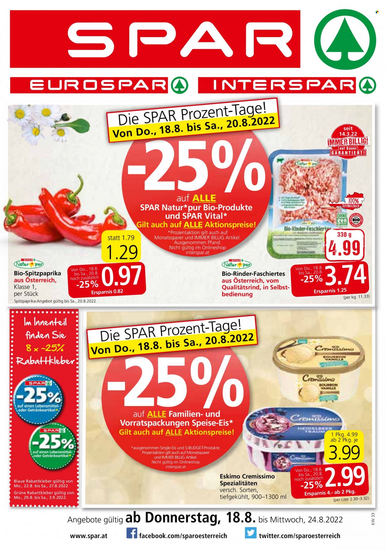 Angebote INTERSPAR - 18.8.2022 - 24.8.2022. Seite 1