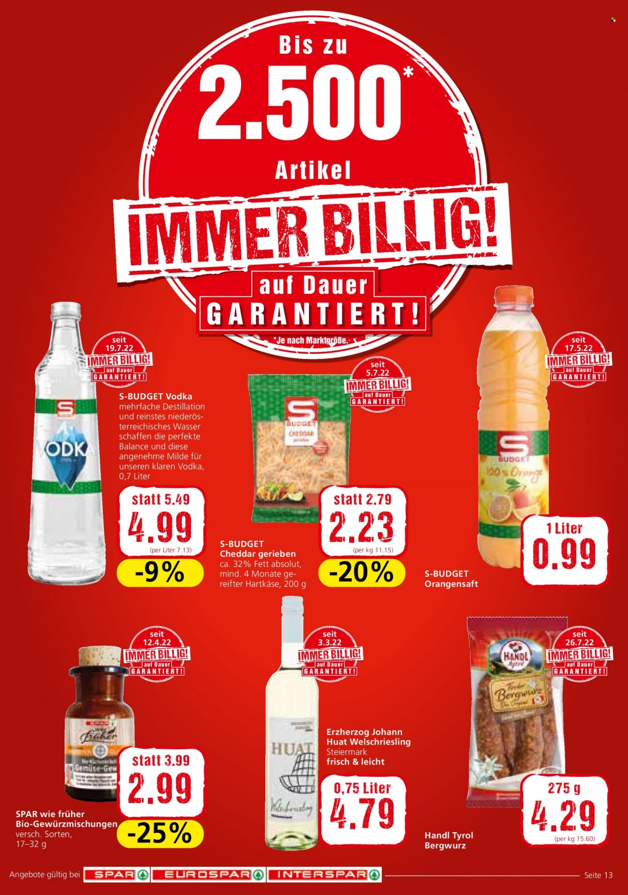 Angebote INTERSPAR - 18.8.2022 - 24.8.2022. Seite 13
