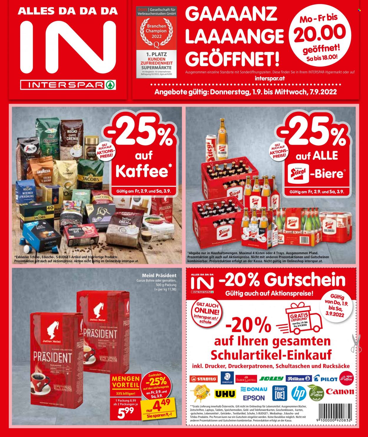 Angebote INTERSPAR - 1.9.2022 - 7.9.2022. Seite 1