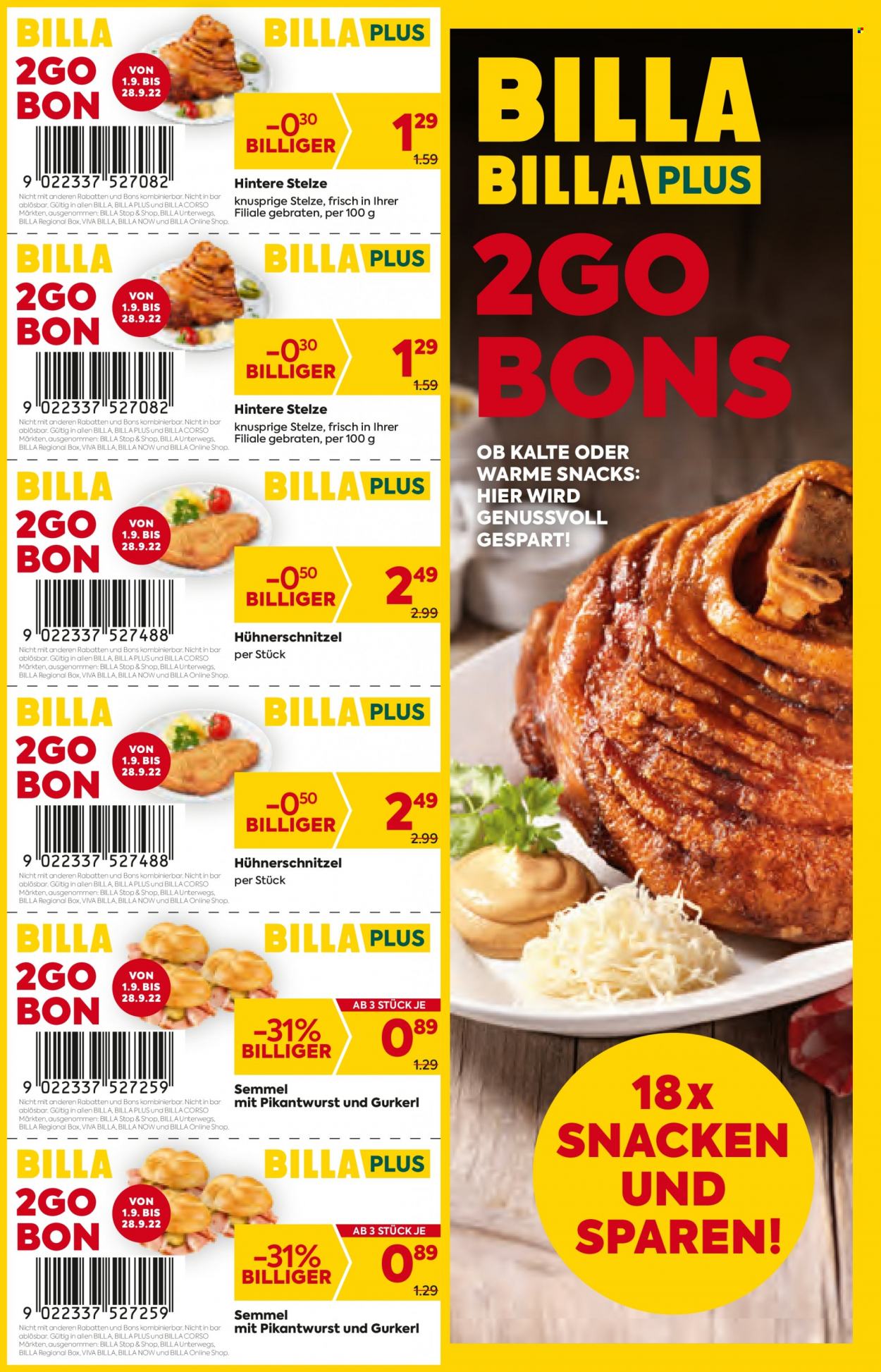 Angebote Billa - 1.9.2022 - 28.9.2022. Seite 1