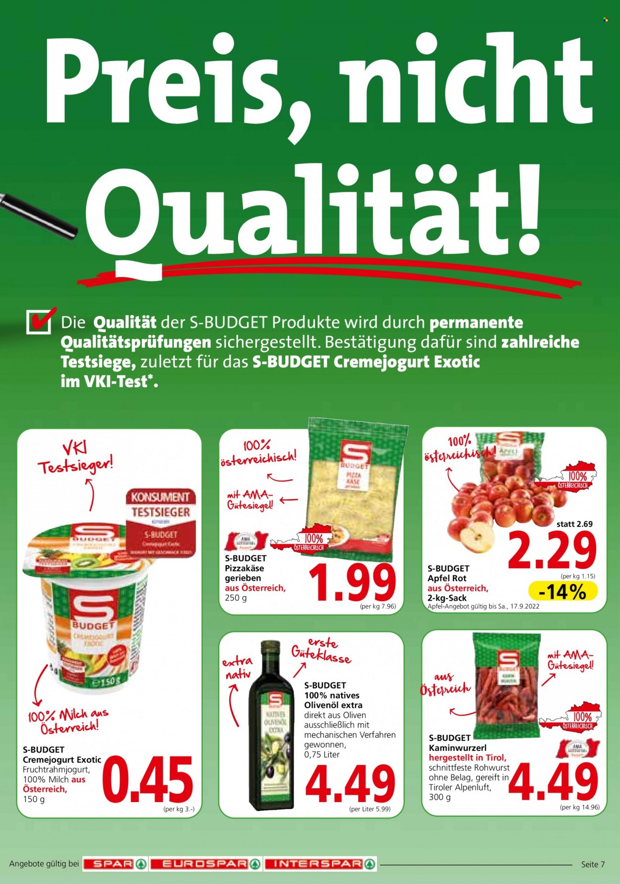 Angebote SPAR - 15.9.2022 - 21.9.2022. Seite 7