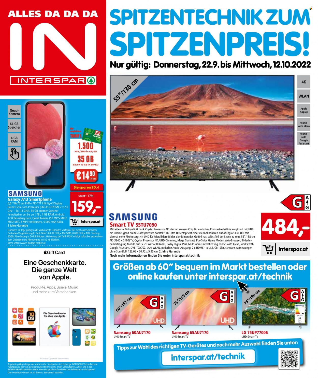 Angebote INTERSPAR - 22.9.2022 - 12.10.2022. Seite 1