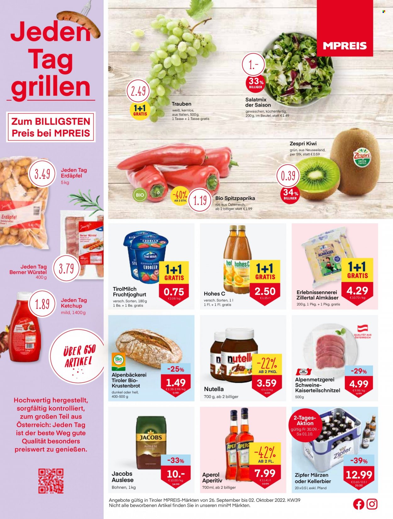 Angebote MPREIS - 26.9.2022 - 2.10.2022. Seite 1
