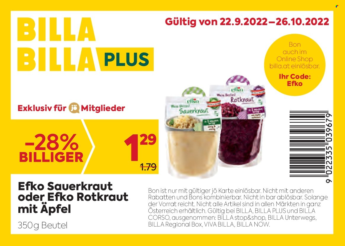 Angebote Billa - 22.9.2022 - 26.10.2022. Seite 1