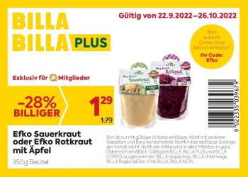 Angebote Billa - 22.9.2022 - 26.10.2022.