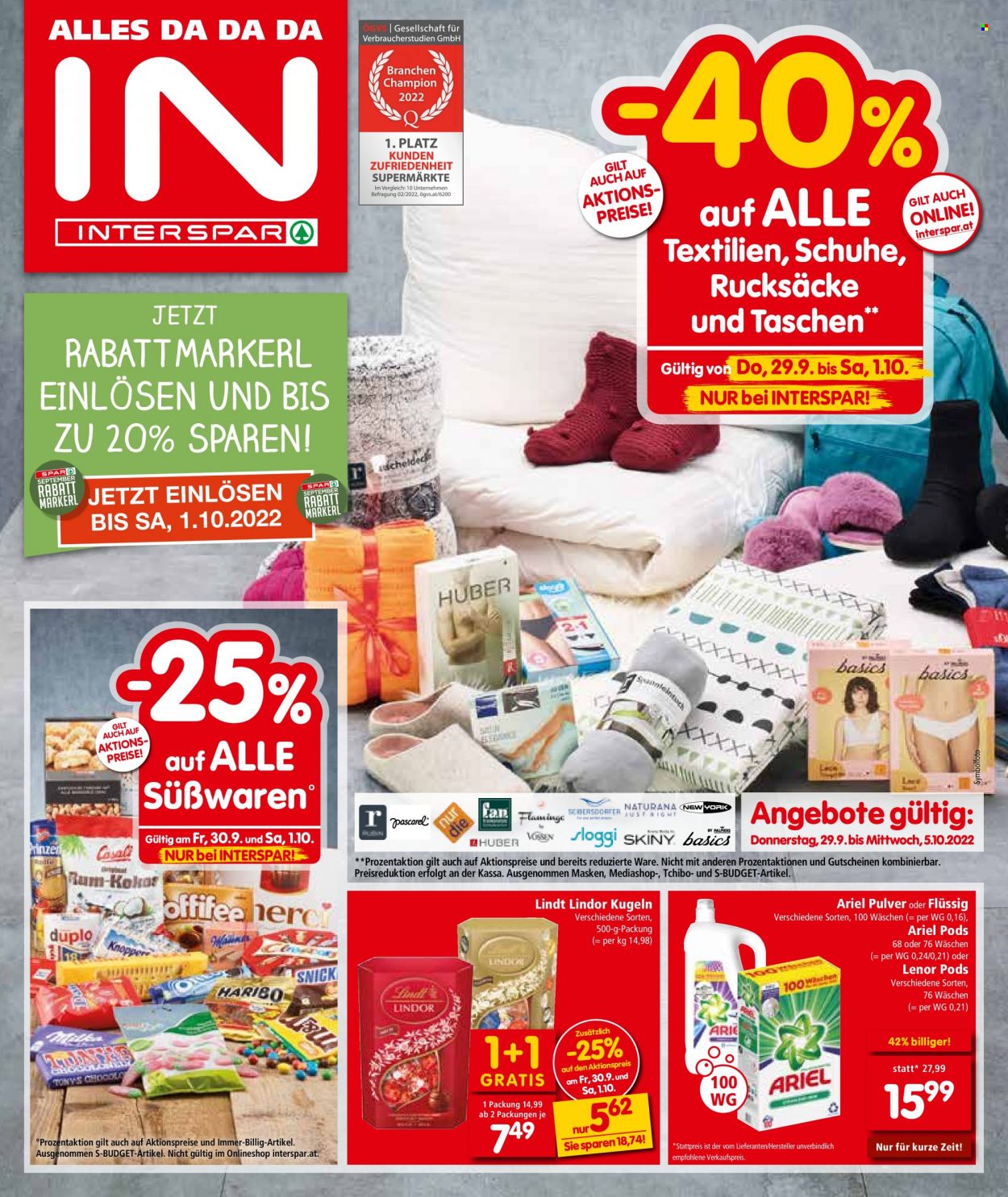 Angebote INTERSPAR - 29.9.2022 - 5.10.2022. Seite 1