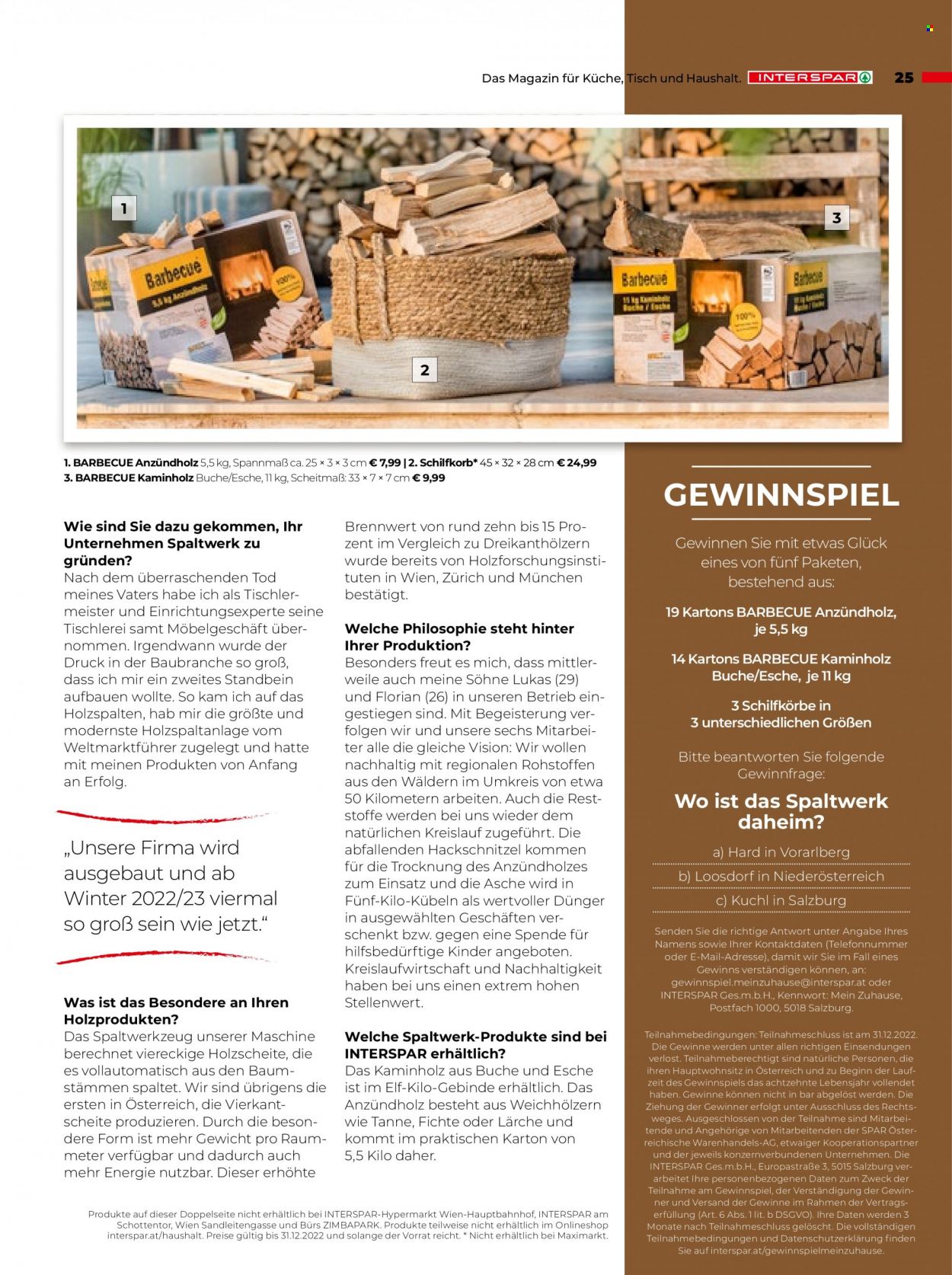Angebote INTERSPAR - 3.10.2022 - 31.12.2022. Seite 25