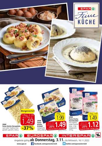 Angebote EUROSPAR - 3.11.2022 - 16.11.2022.