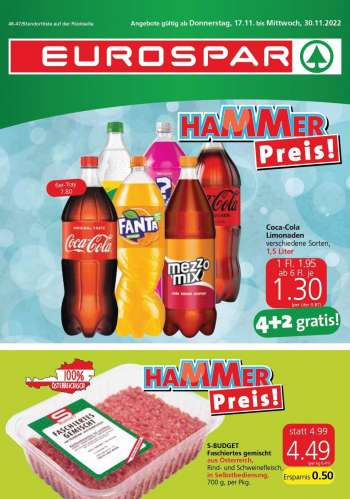 Angebote EUROSPAR - 17.11.2022 - 30.11.2022.