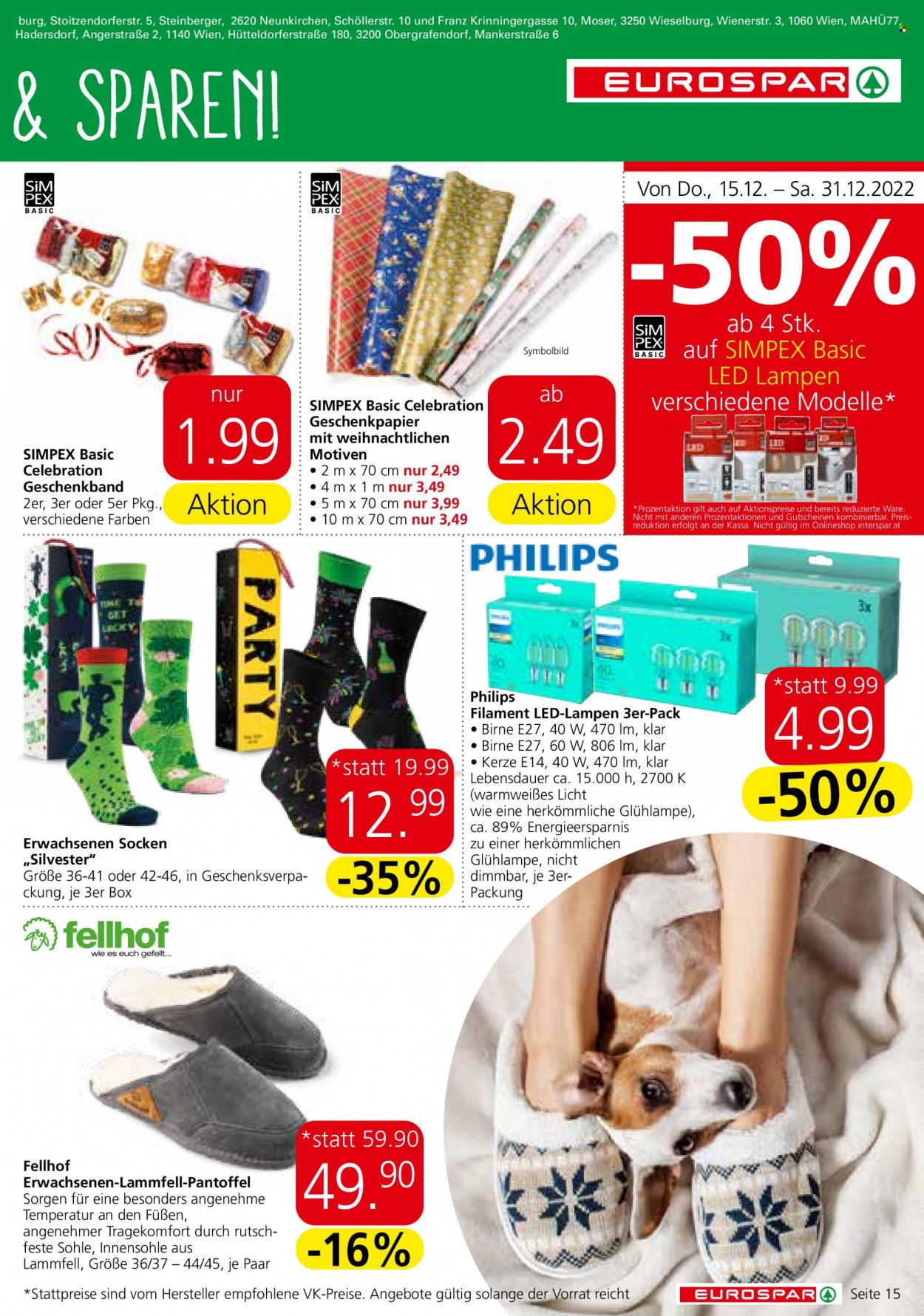 Angebote EUROSPAR - 15.12.2022 - 31.12.2022. Seite 15