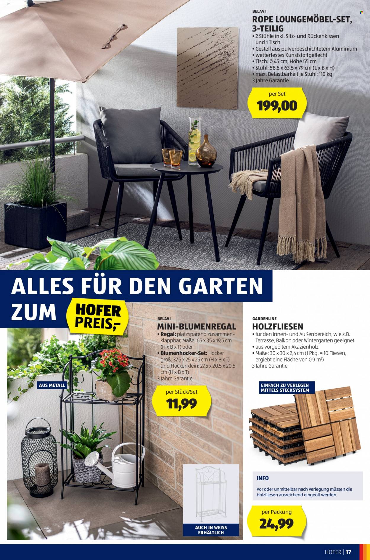 Angebote Hofer - 17.3.2023 - 23.3.2023 - Verkaufsprodukte - Hocker, Regal, Wintergarten. Seite 19.