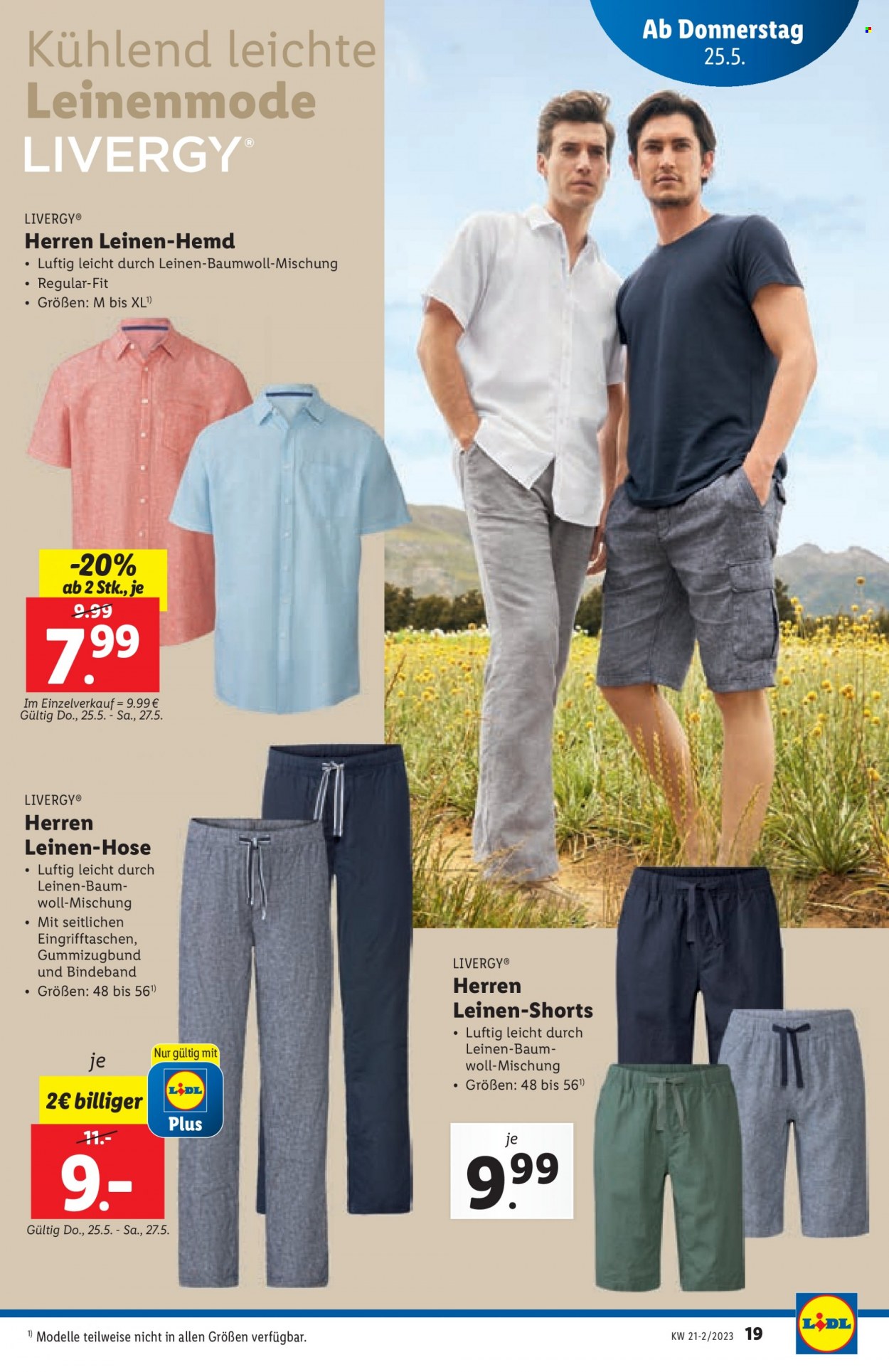 Angebote Lidl - 25.5.2023 - 31.5.2023 - Verkaufsprodukte - Hose, Shorts, Hemd. Seite 19.