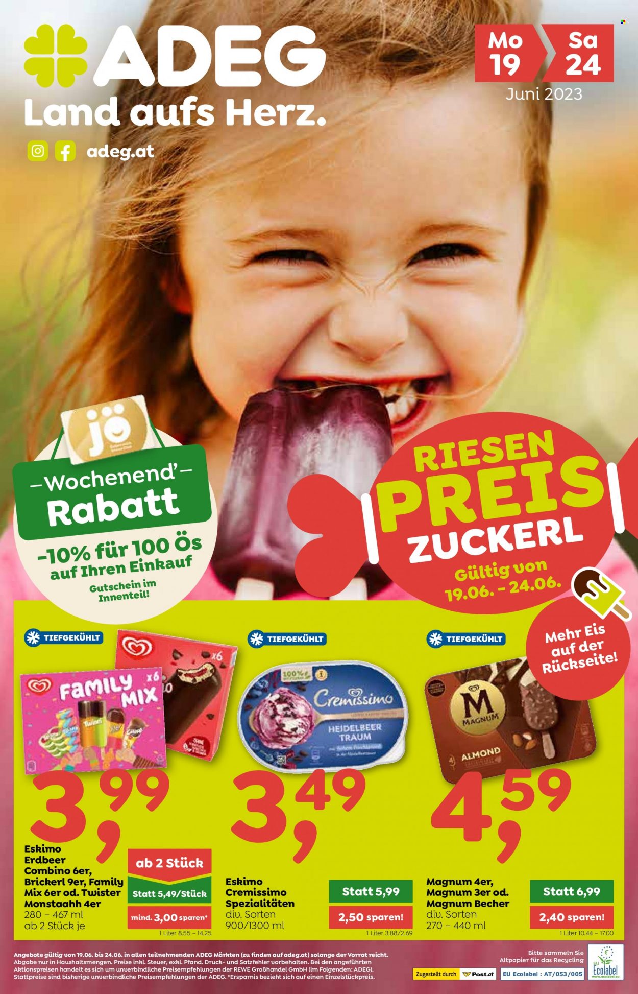 Angebote ADEG - 19.6.2023 - 24.6.2023. Seite 1