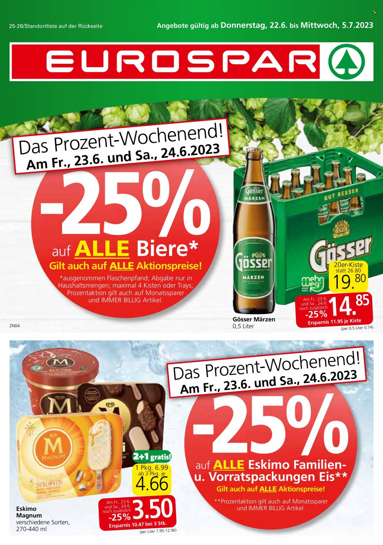 Angebote EUROSPAR - 22.6.2023 - 5.7.2023. Seite 1