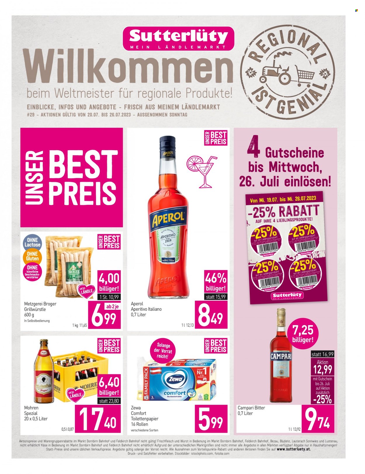 Angebote Sutterlüty - 20.7.2023 - 26.7.2023. Seite 1