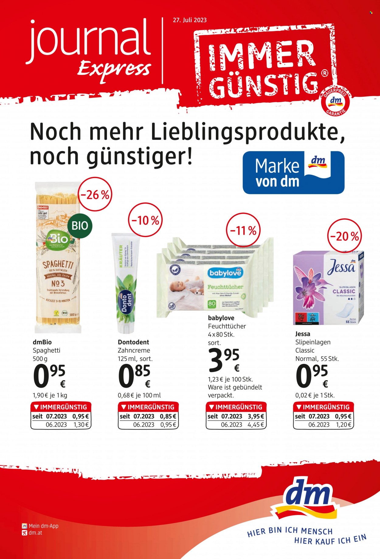 Angebote dm drogerie - 27.7.2023 - 31.8.2023. Seite 1