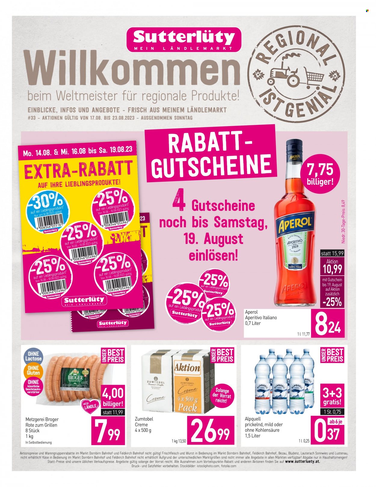 Angebote Sutterlüty - 17.8.2023 - 23.8.2023. Seite 1