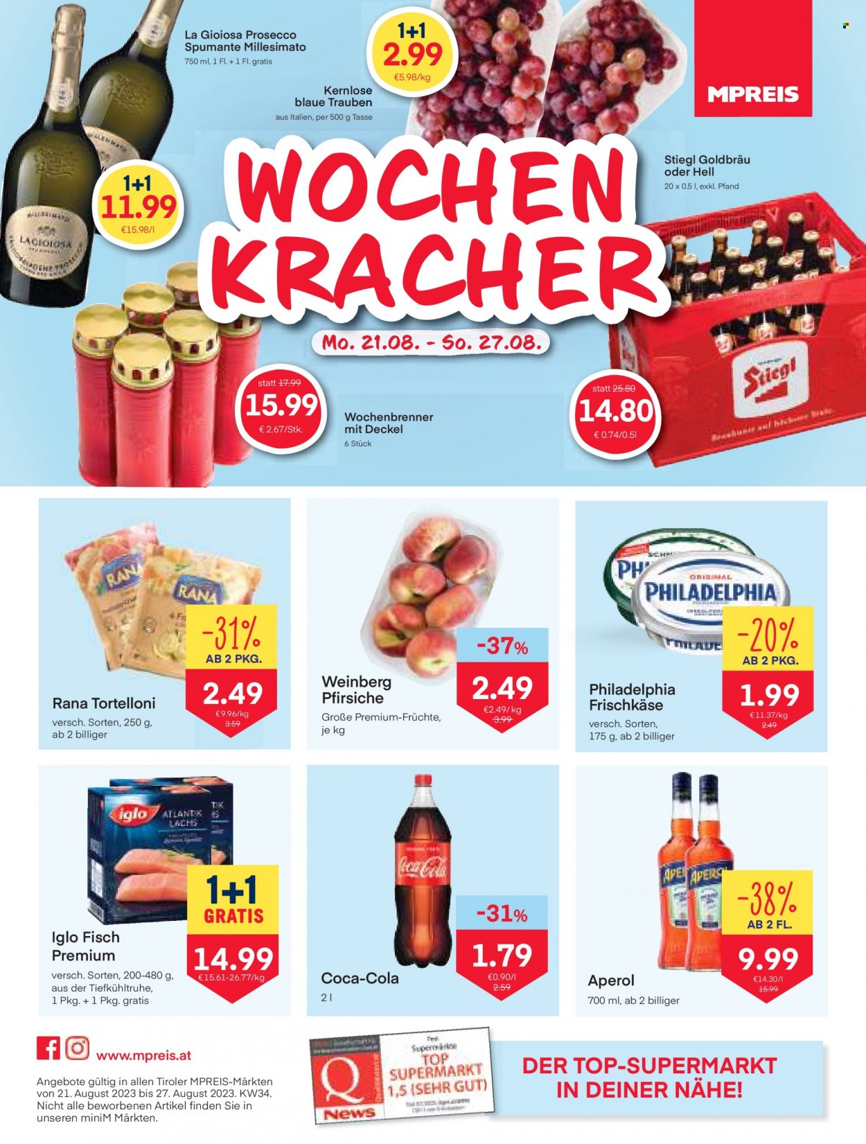 Angebote MPREIS - 21.8.2023 - 27.8.2023. Seite 1