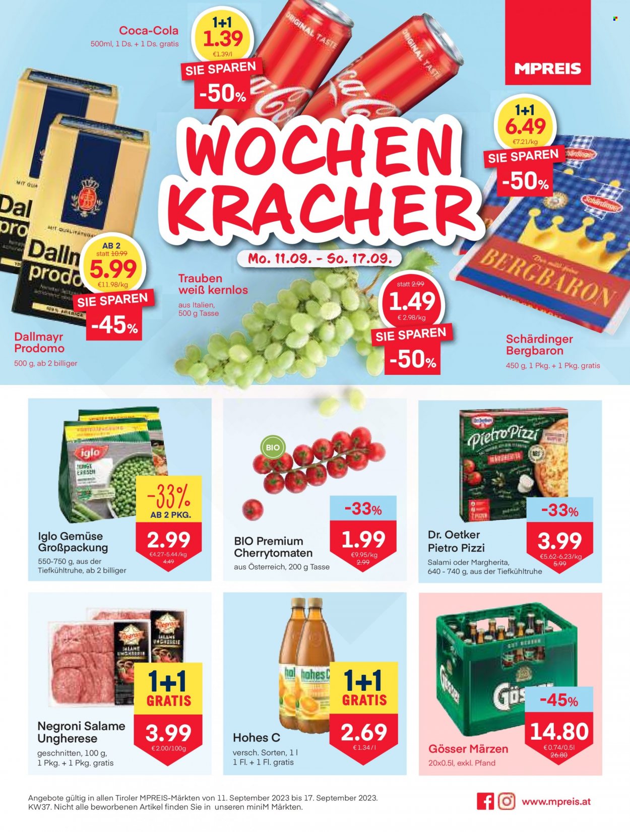 Angebote MPREIS - 11.9.2023 - 17.9.2023. Seite 1