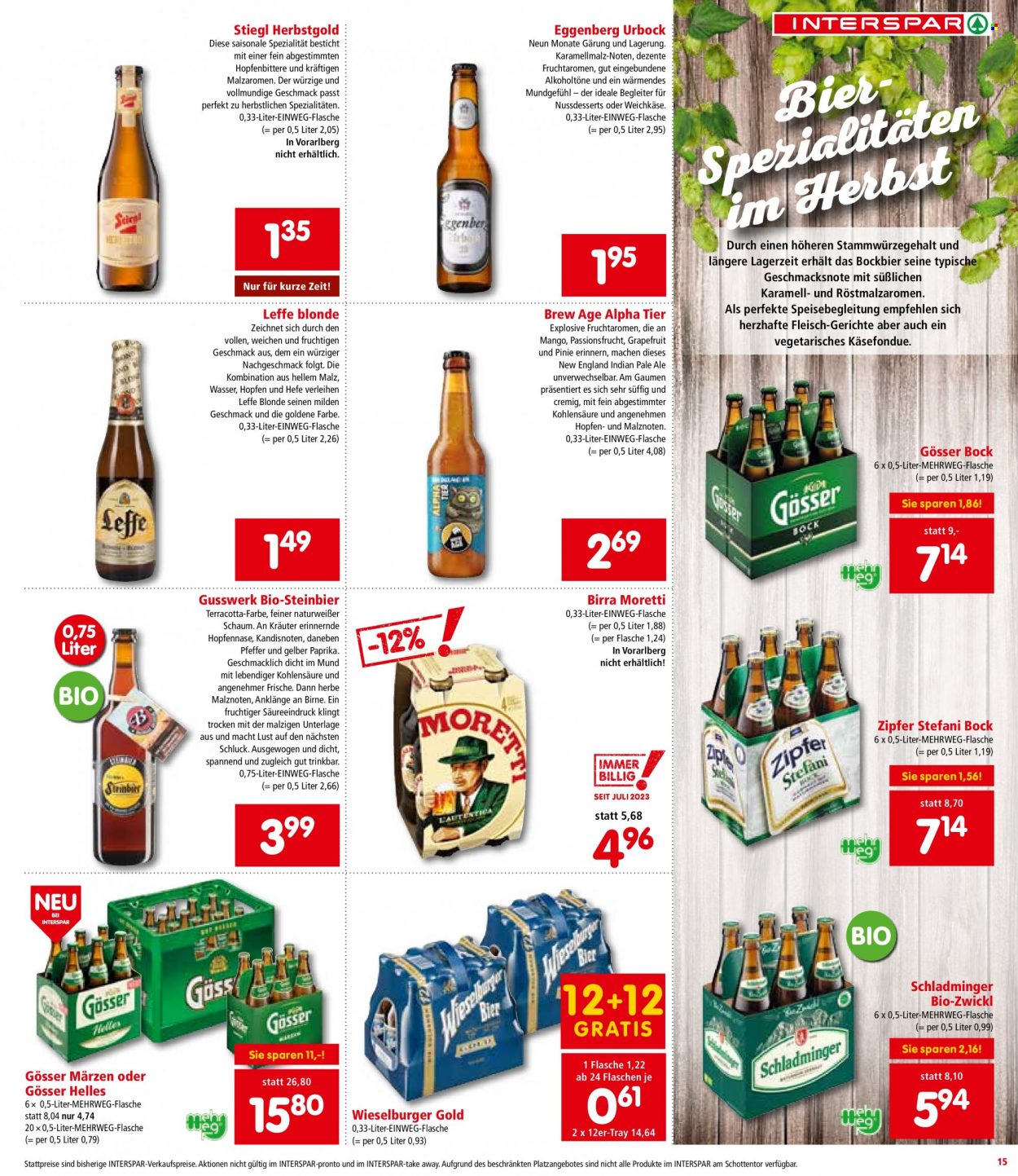 Angebote INTERSPAR - 28.9.2023 - 11.10.2023. Seite 15