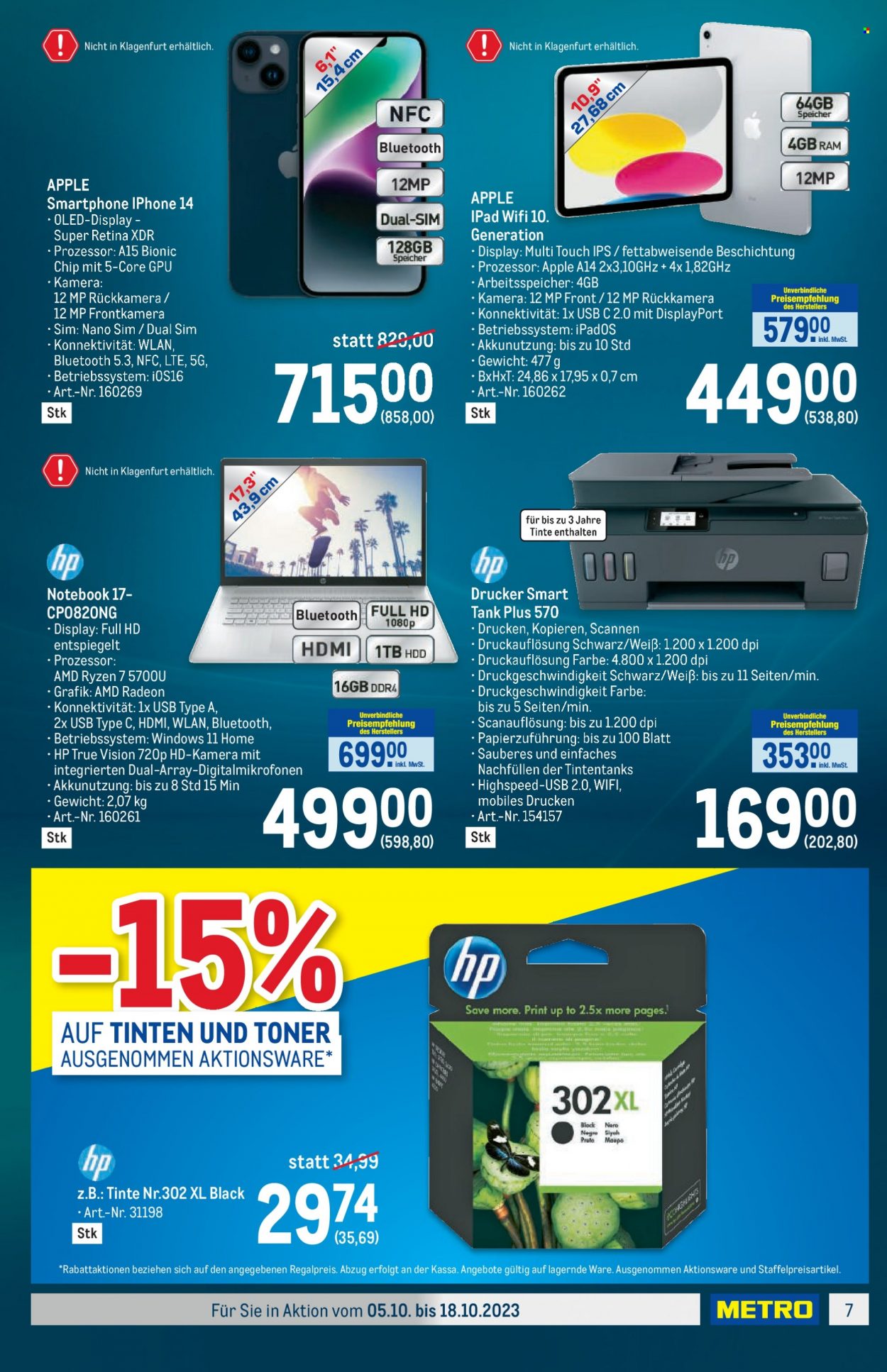 Angebote Metro - 5.10.2023 - 18.10.2023. Seite 7