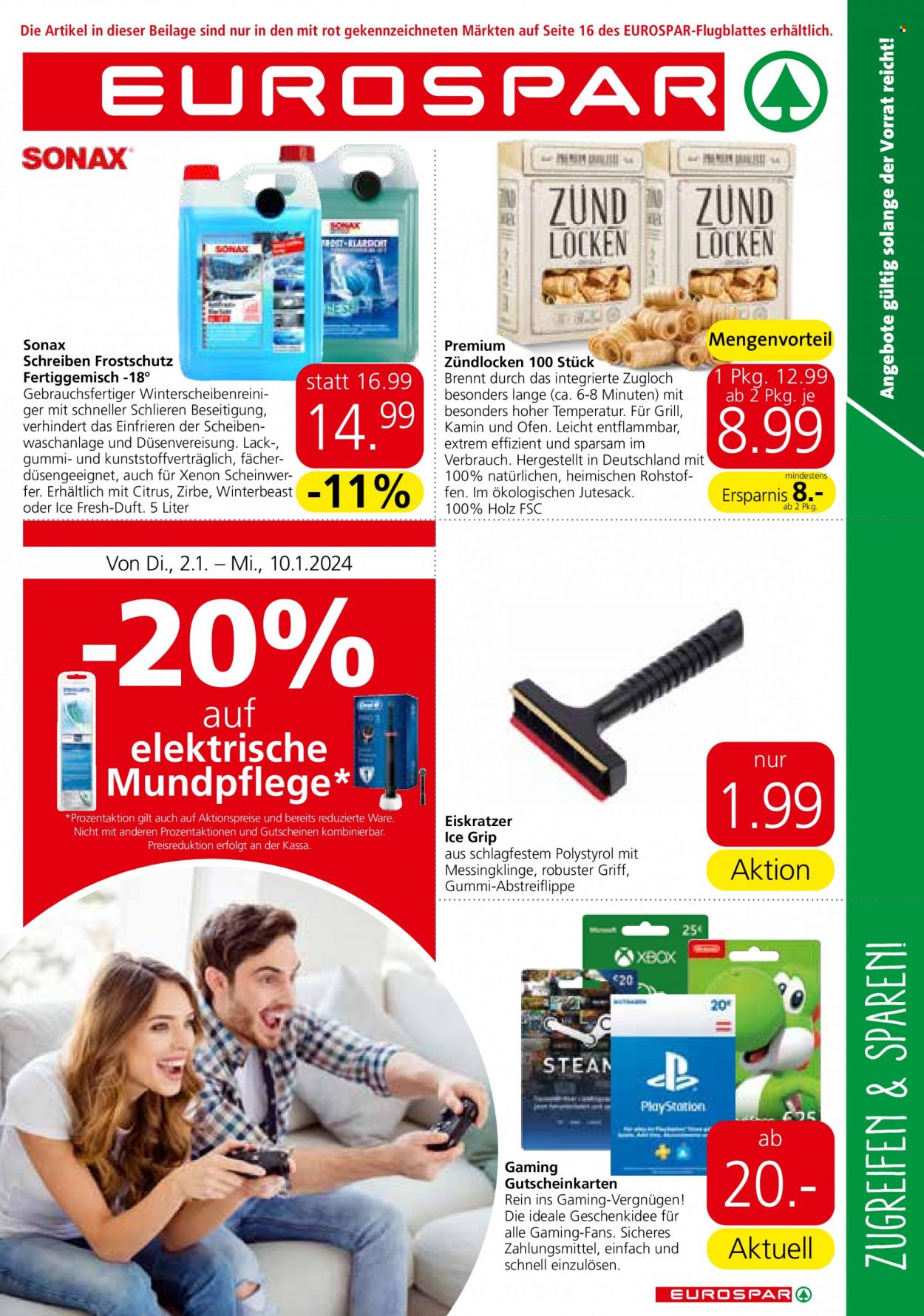 Angebote EUROSPAR - 2.1.2024 - 17.1.2024. Seite 1
