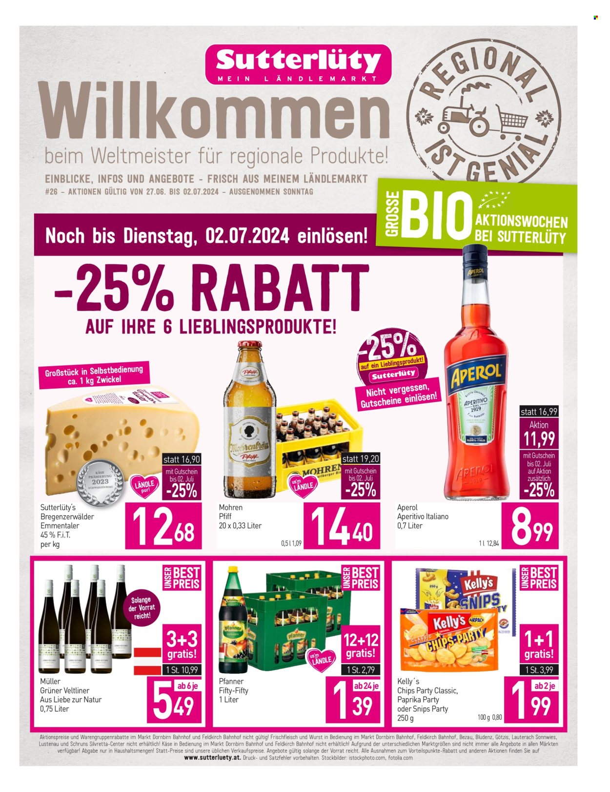 Angebote Sutterlüty - 27.6.2024 - 2.7.2024. Seite 1