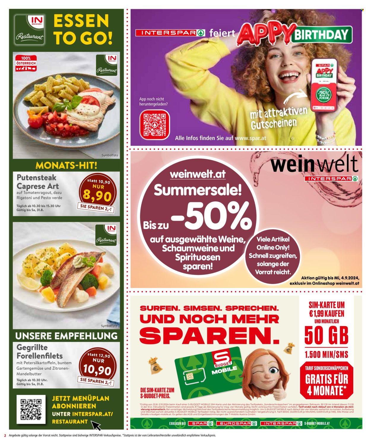Angebote INTERSPAR - 22.8.2024 - 4.9.2024. Seite 2