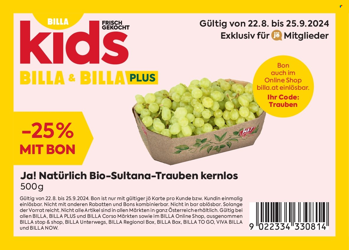 Angebote Billa - 22.8.2024 - 25.9.2024. Seite 1
