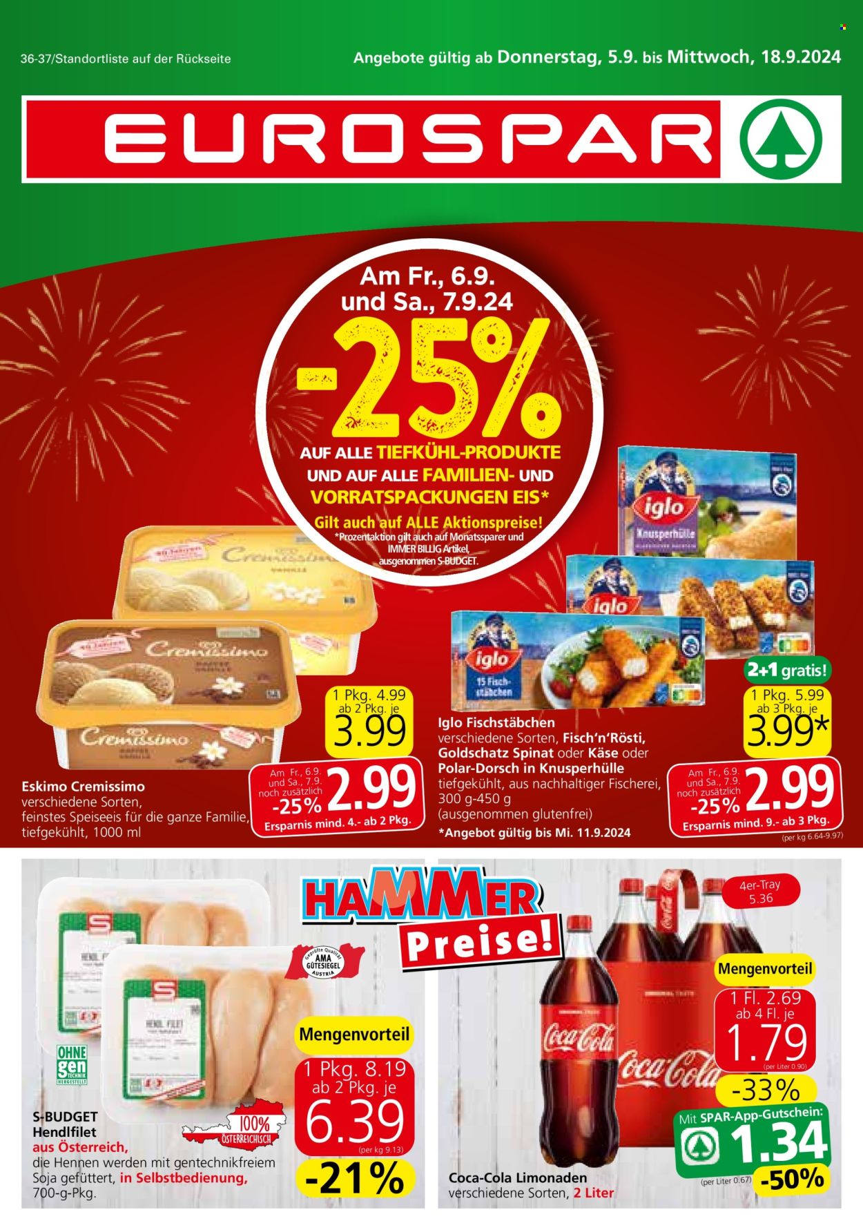 Angebote EUROSPAR - 5.9.2024 - 18.9.2024. Seite 1