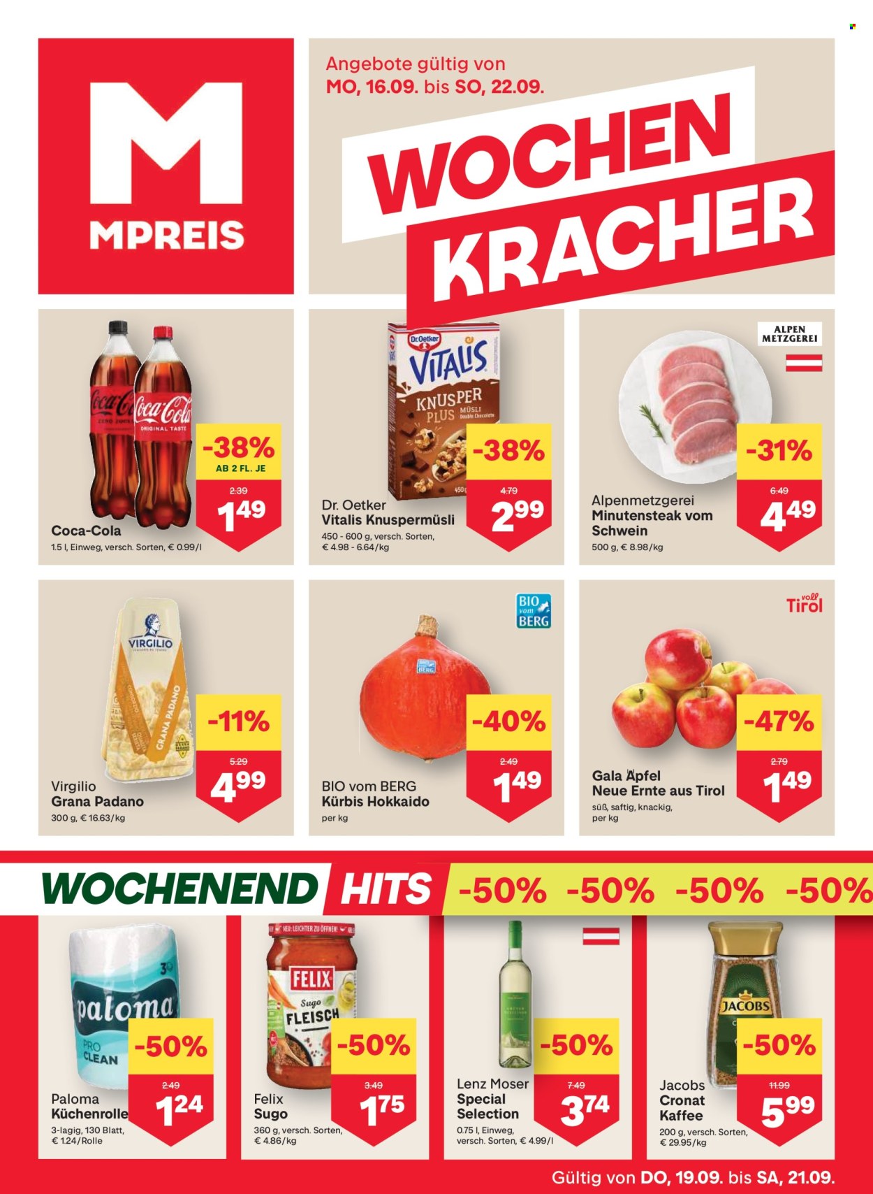 Angebote MPREIS - 16.9.2024 - 22.9.2024. Seite 1