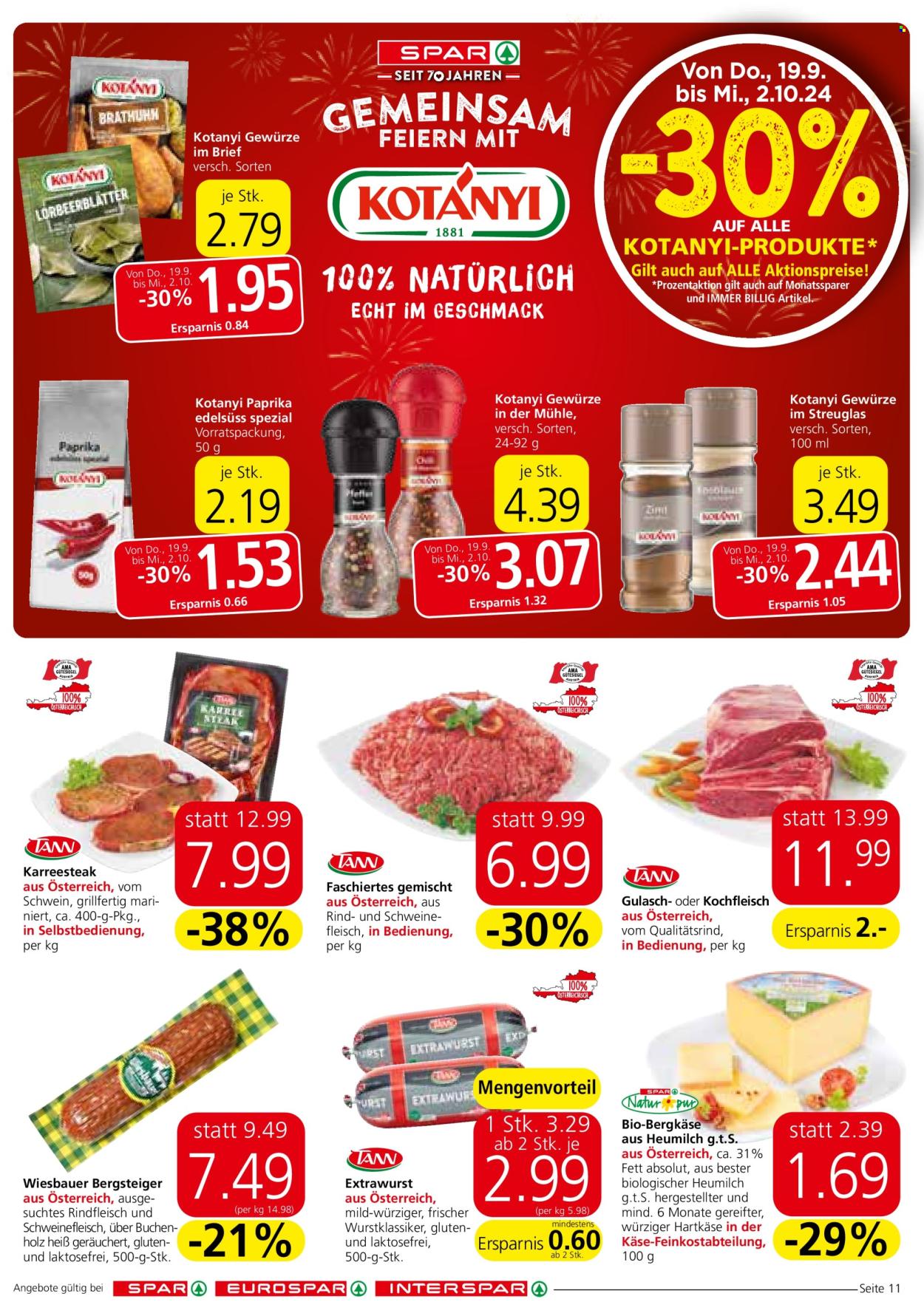 Angebote SPAR - 19.9.2024 - 2.10.2024. Seite 11