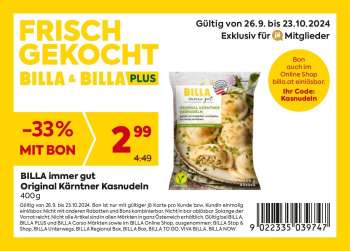Angebote Billa - 29.9.2024 - 23.10.2024.
