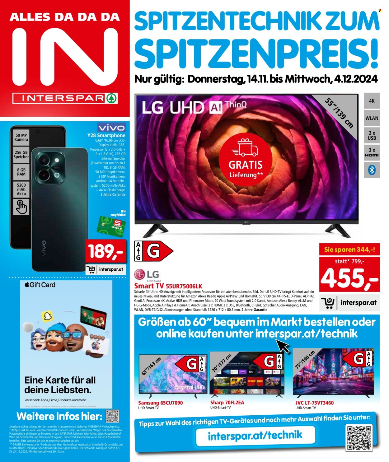 Angebote INTERSPAR - 14.11.2024 - 4.12.2024. Seite 1