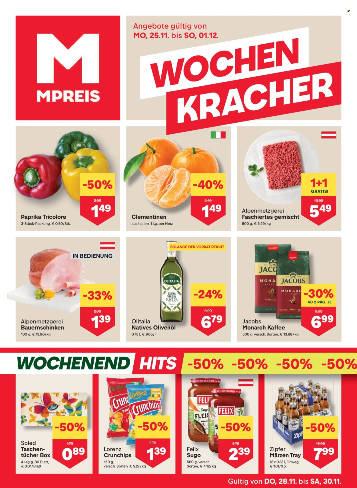 Angebote MPREIS - 25.11.2024 - 1.12.2024. Seite 1