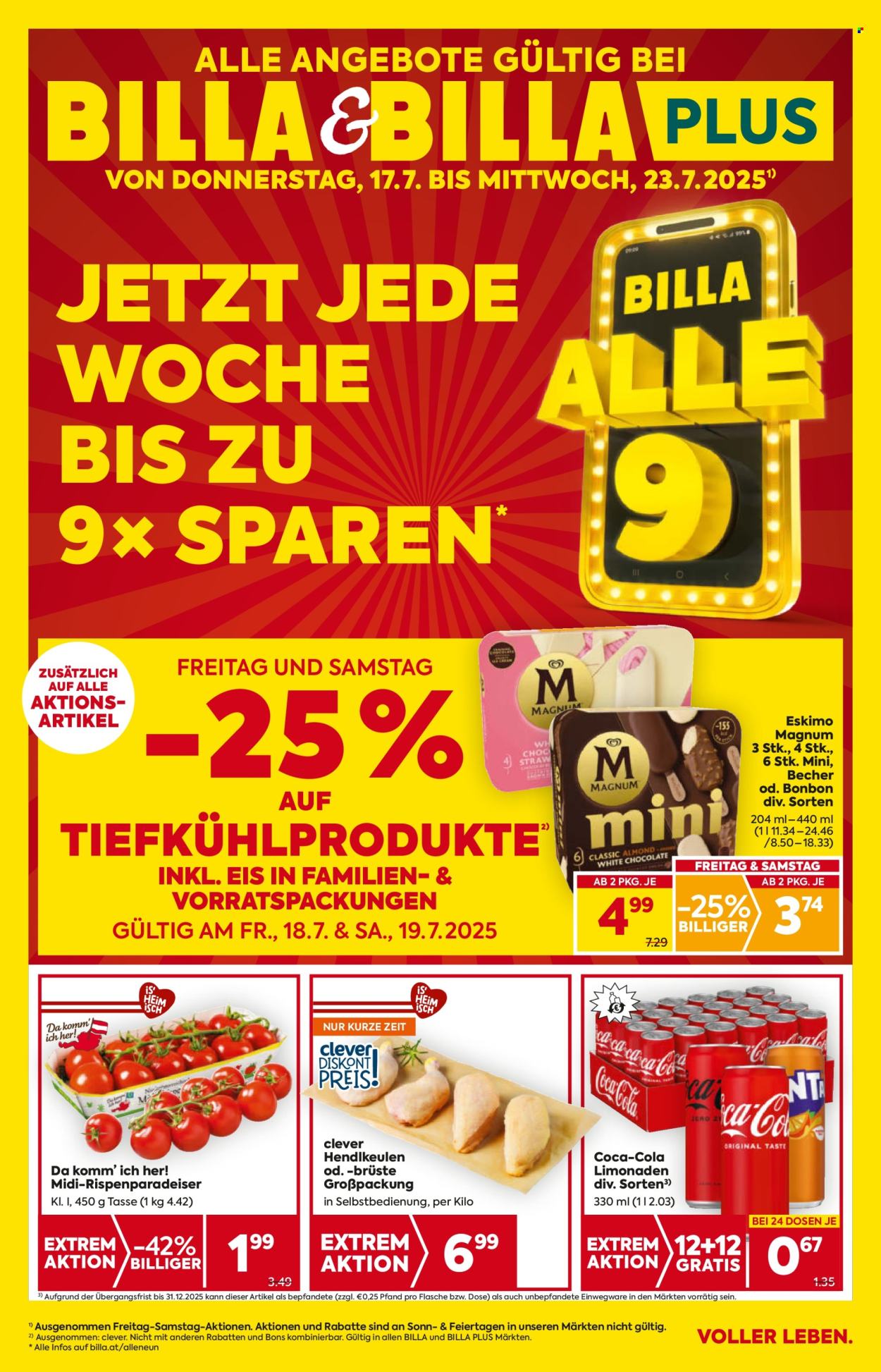 Angebote Billa - 17.7.2025 - 23.7.2025. Seite 1